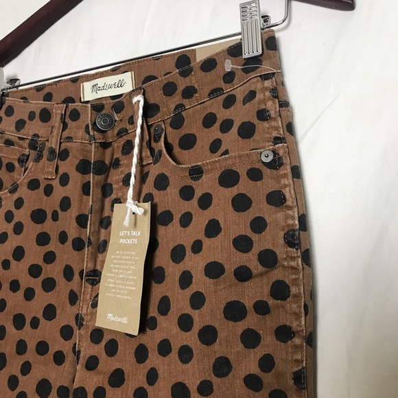 NWT Madewell Brown Leopard Dot 10” High-Rise Lyocel Skinny Pants Womens Sz 27 - Picture 7 of 16